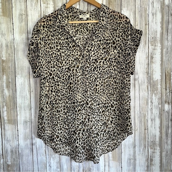 Umgee Tops - Umgee Sheer Leopard High Low Button Down
